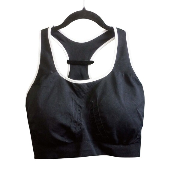 Truekind Seamless Racerback Sports Bra Stretch Active Black Detachable Cups 2XL - Picture 1 of 3